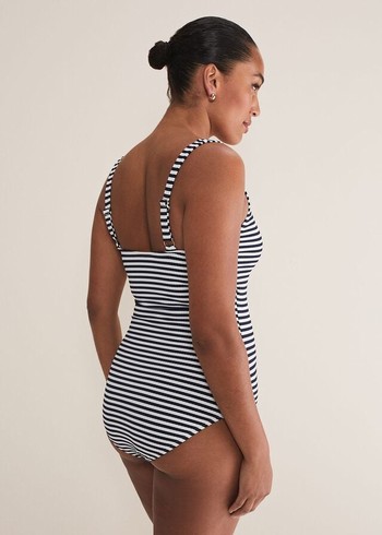 Phase Eight Striped Ribbed Swimwear Navy/White Canada | EPMSVX-804